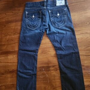 True Religion Men’s Dark Wash Jeans – Straight Fit – Flap Pocket – Premium Denim